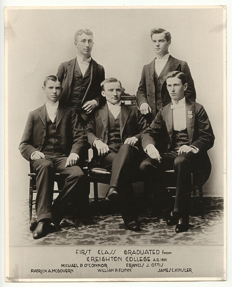 Image of the first Creighton graduates in 1891.