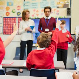 Teacher and principal in classroom