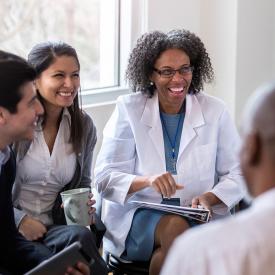 Group of healthcare professionals talking