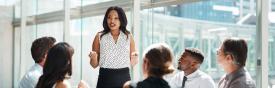 female manager speaking to others