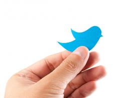 Hand holding Twitter Bird Cutout