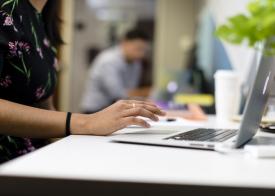 woman working on laptop