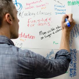 Person writing on a whiteboard